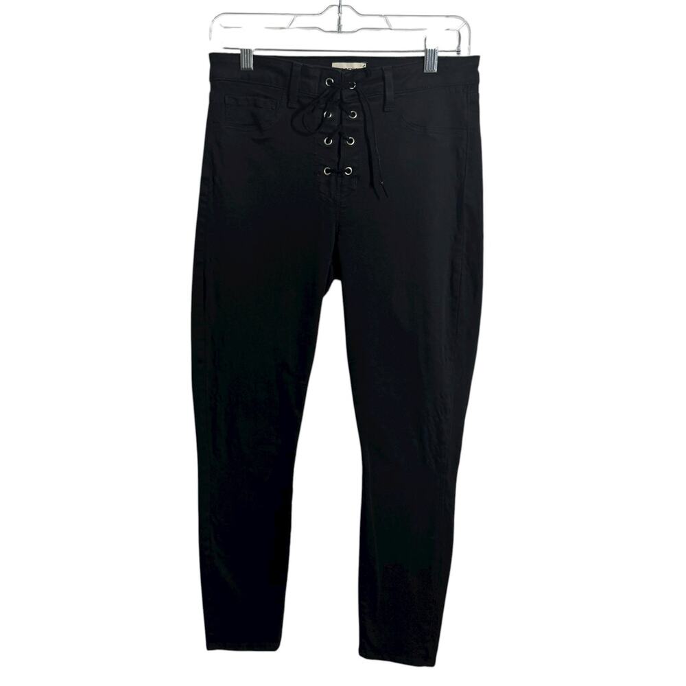 L’AGENCE The Cherie Lace-Up Black Jean Women 28 High Rise Skinny Moto Biker Goth
